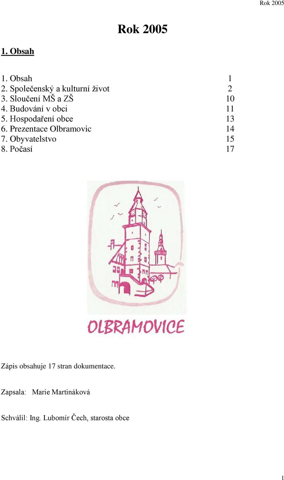 Prezentace Olbramovic 14 7. Obyvatelstvo 15 8.