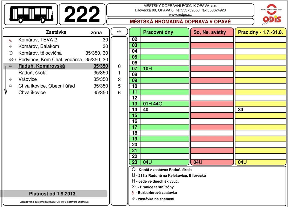 5/5 Chvalíkovice 5/5 Platnost od 1.9.