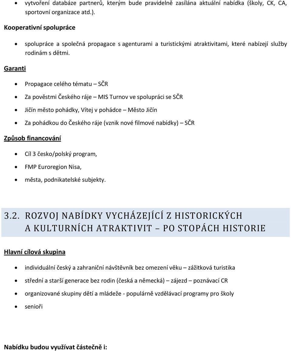 Garanti Propagace celého tématu SČR Za pověstmi Českého ráje MIS Turnov ve spolupráci se SČR Jičín město pohádky, Vítej v pohádce Město Jičín Za pohádkou do Českého ráje (vznik nové filmové nabídky)