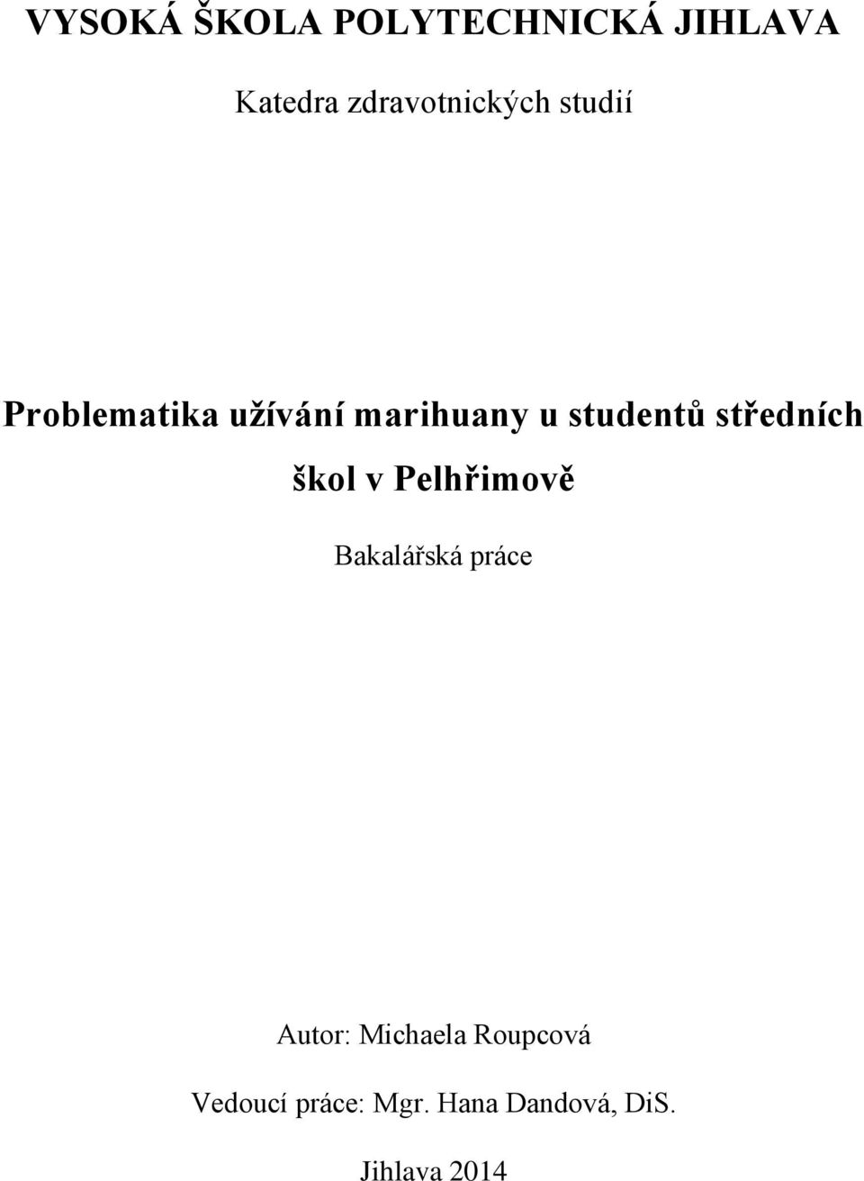 studentů středních škol v Pelhřimově Bakalářská práce