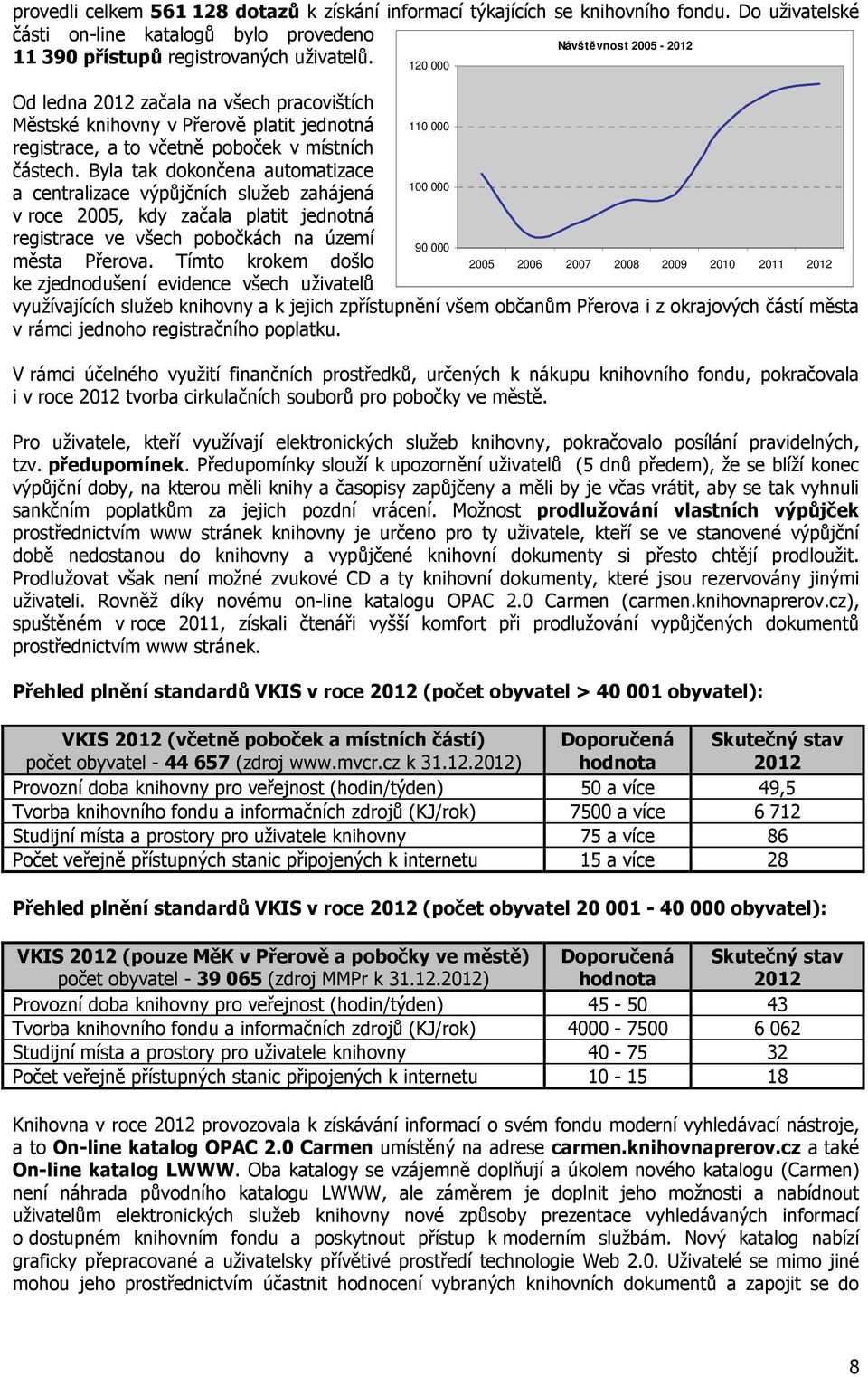 Byla tak dokončena automatizace 100 000 a centralizace výpůjčních služeb zahájená v roce 2005, kdy začala platit jednotná registrace ve všech pobočkách na území 90 000 města Přerova.