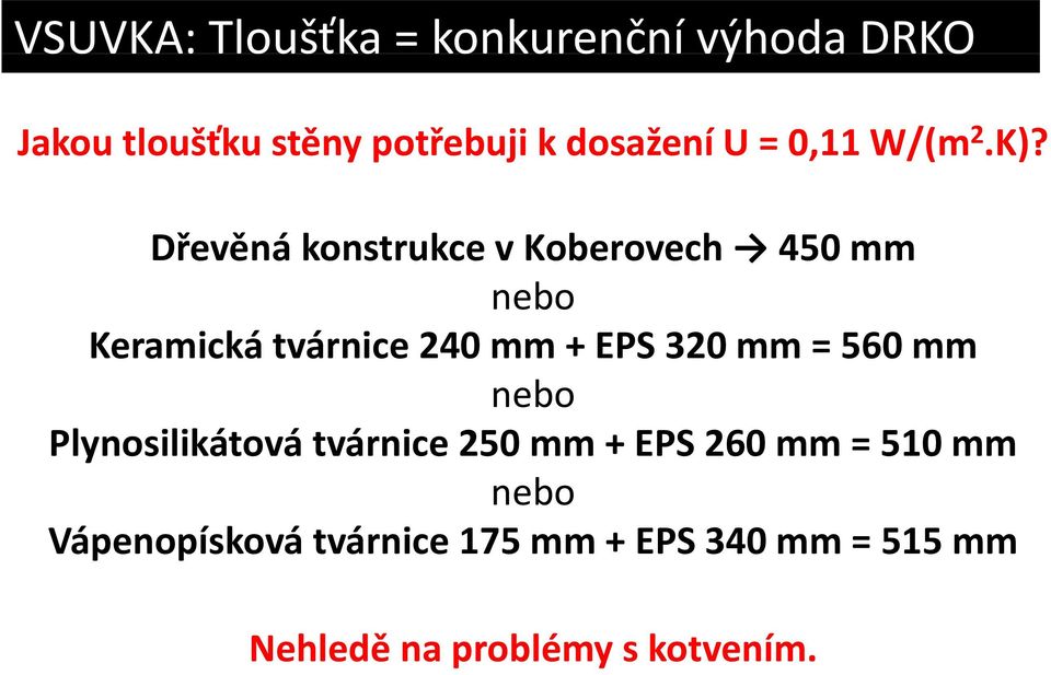 Dřevěná konstrukce v Koberovech 450 mm nebo Keramická tvárnice 240 mm + EPS 320 mm =