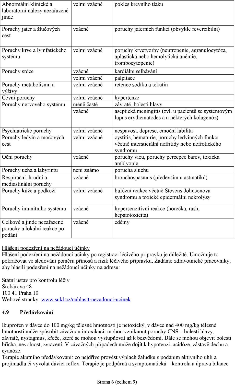 Poruchy metabolismu a velmi vzácné retence sodíku a tekutin výživy Cévní poruchy velmi vzácné hypertenze Poruchy nervového systému méně časté závratě, bolesti hlavy vzácné aseptická meningitis (zvl.