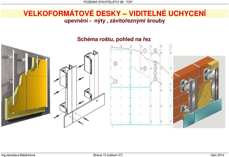 Schéma roštu, pohled na řez Ing.