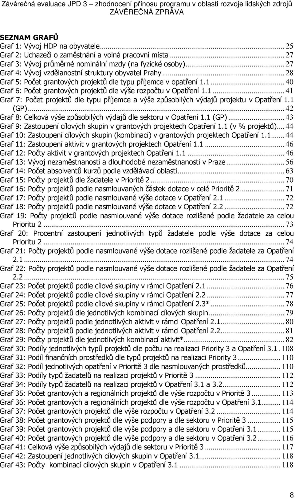 1... 40 Graf 6: Pčet grantvých prjektů dle výše rzpčtu v Opatření 1.1... 41 Graf 7: Pčet prjektů dle typu příjemce a výše způsbilých výdajů prjektu v Opatření 1.1 (GP).