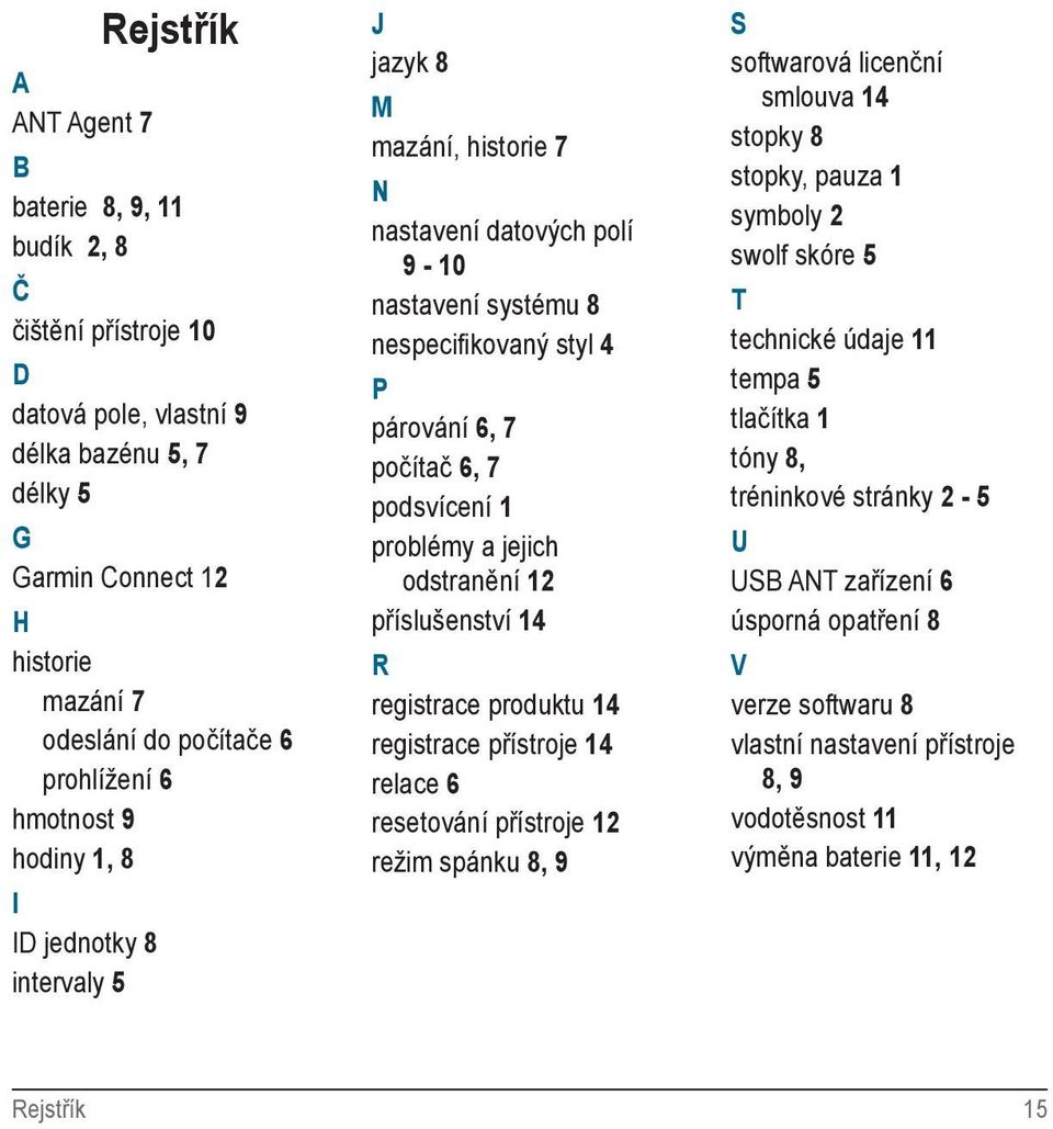 podsvícení 1 problémy a jejich odstranění 12 příslušenství 14 R registrace produktu 14 registrace přístroje 14 relace 6 resetování přístroje 12 režim spánku 8, 9 S softwarová licenční smlouva 14