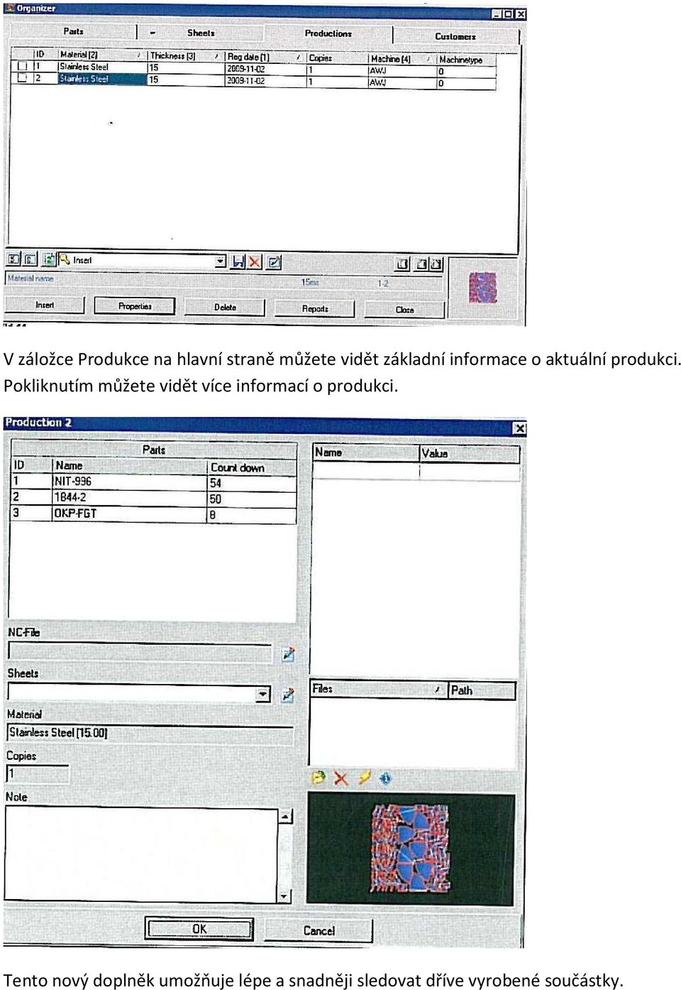 Pokliknutím můžete vidět více informací o produkci.
