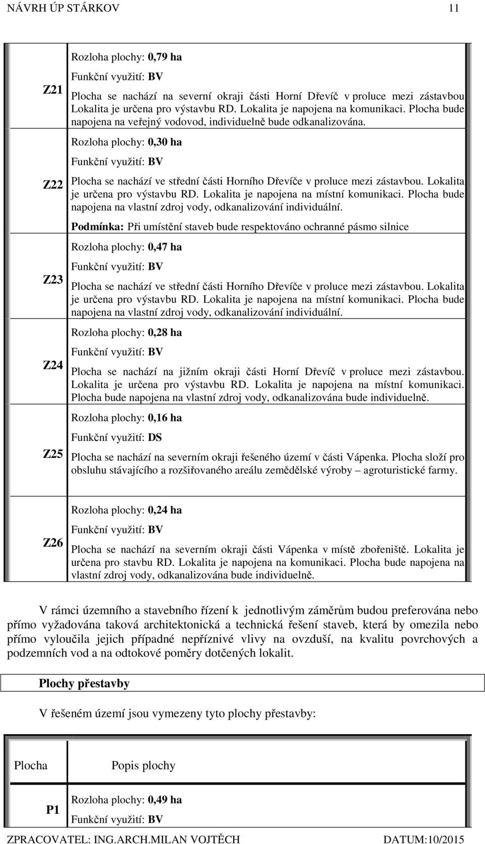 Rozloha plochy: 0,30 ha Funkční využití: BV Plocha se nachází ve střední části Horního Dřevíče v proluce mezi zástavbou. Lokalita je určena pro výstavbu RD. Lokalita je napojena na místní komunikaci.