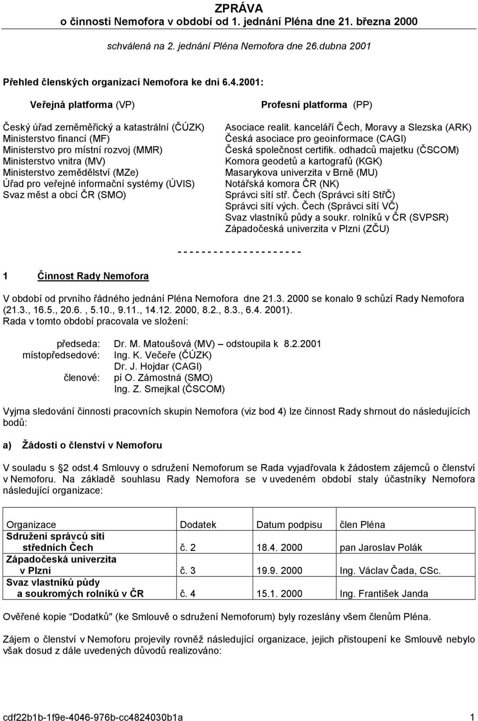 pro veřejné informační systémy (ÚVIS) Svaz měst a obcí ČR (SMO) Profesní platforma (PP) Asociace realit.