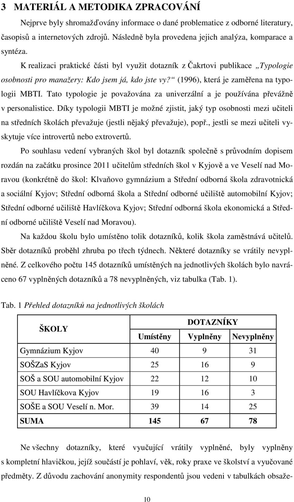 (1996), která je zaměřena na typologii MBTI. Tato typologie je považována za univerzální a je používána převážně v personalistice.