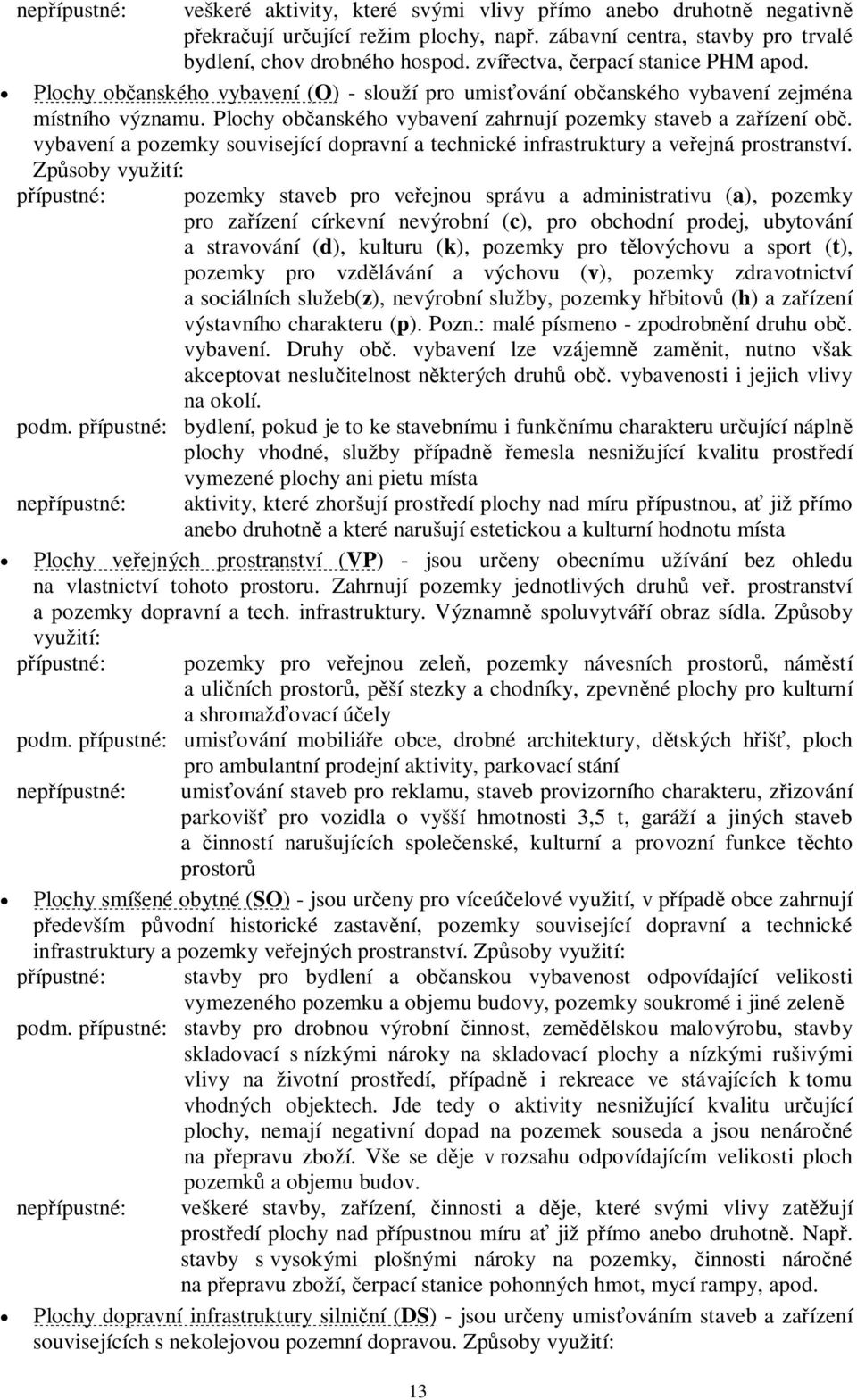 vybavení a pozemky související dopravní a technické infrastruktury a veejná prostranství.