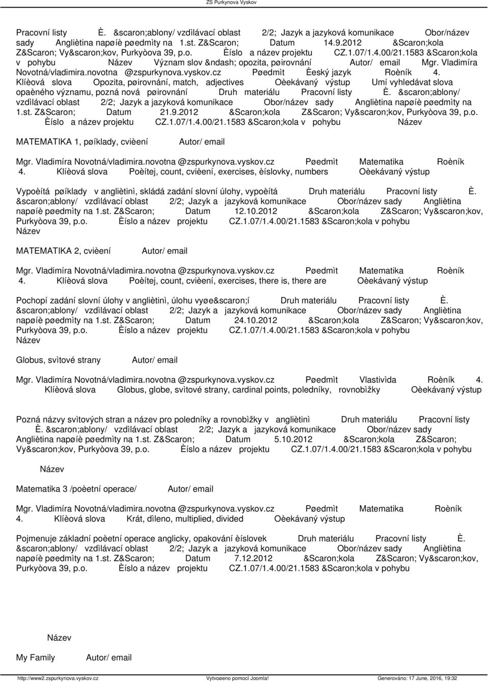 Klíèová slova Opozita, pøirovnání, match, adjectives Oèekávaný výstup Umí vyhledávat slova opaèného významu, pozná nová pøirovnání Druh materiálu Pracovní listy È.