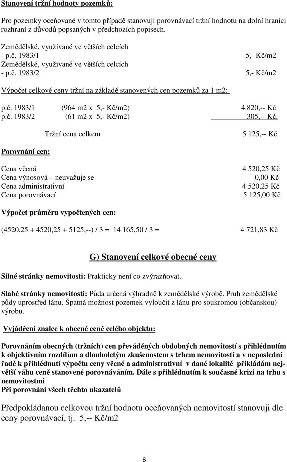 č. 1983/1 (964 m2 x 5,- Kč/m2) 4 820,-- Kč p.č. 1983/2 (61 m2 x 5,- Kč/m2) 305,-- Kč.