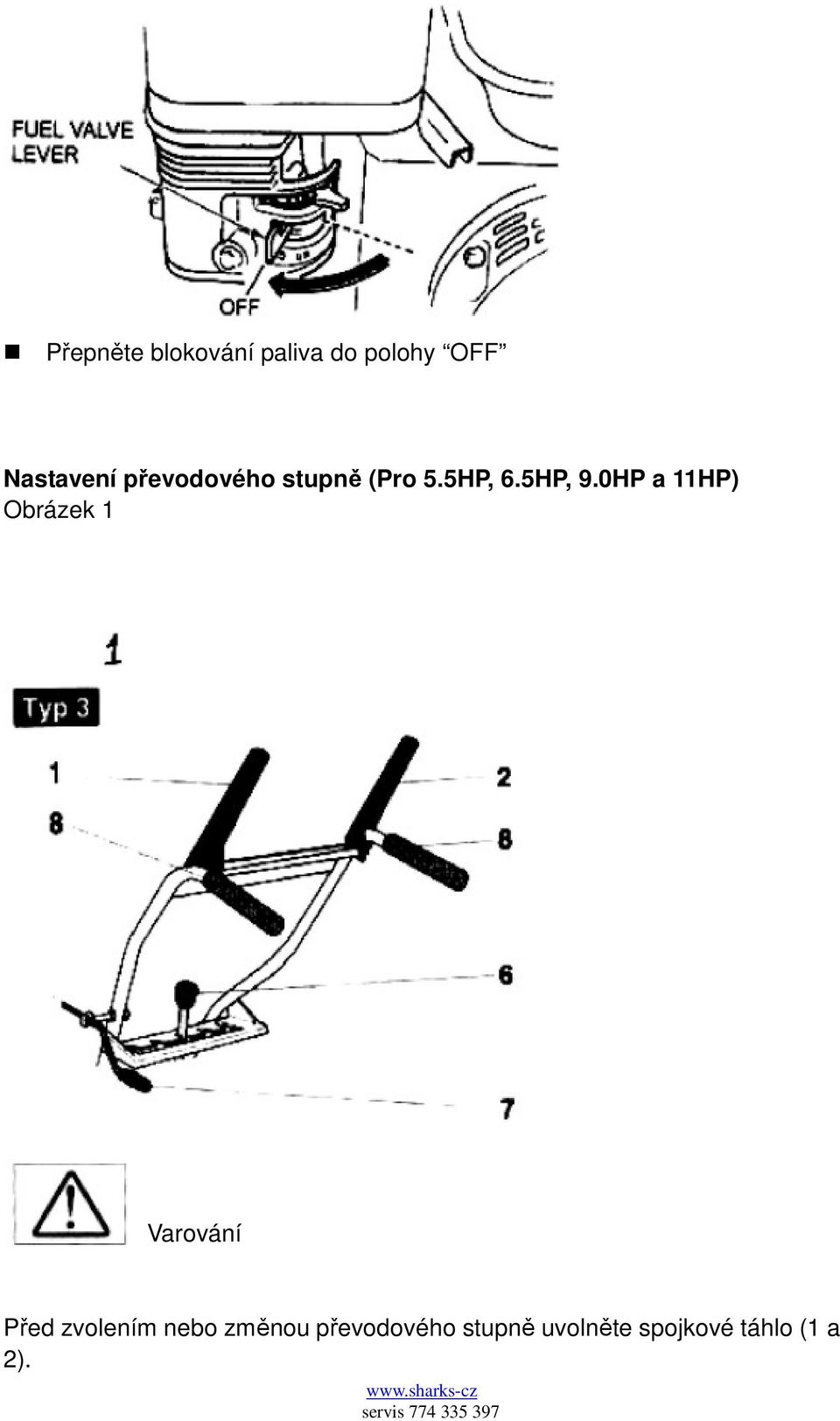 0HP a 11HP) Obrázek 1 Varování Před zvolením nebo