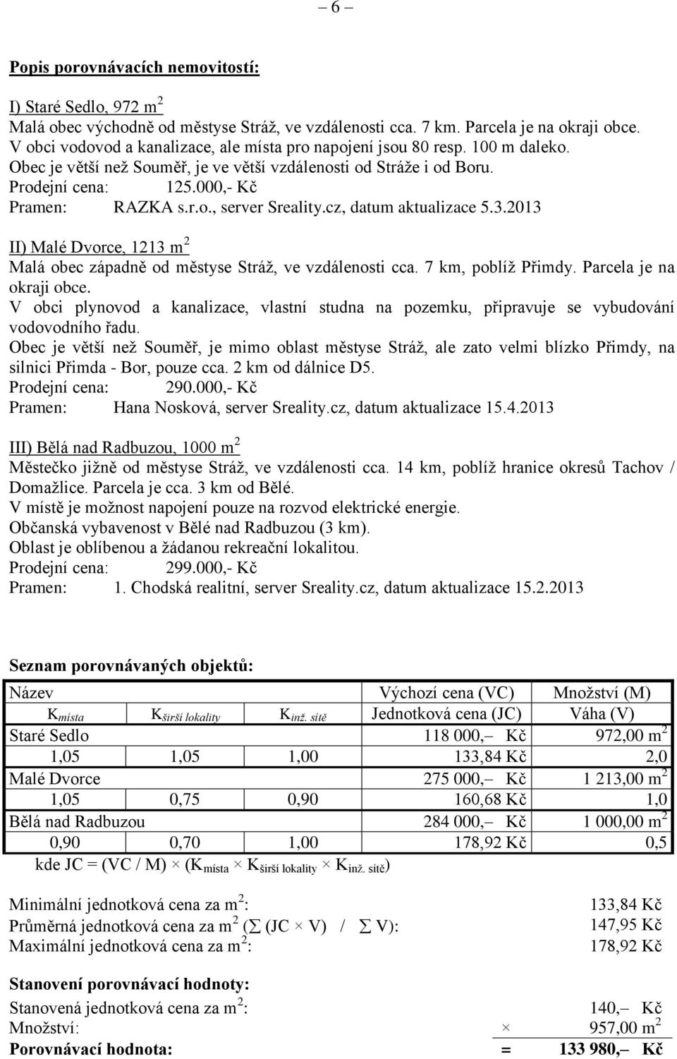 cz, datum aktualizace 5.3.2013 II) Malé Dvorce, 1213 m 2 Malá obec západně od městyse Stráž, ve vzdálenosti cca. 7 km, poblíž Přimdy. Parcela je na okraji obce.