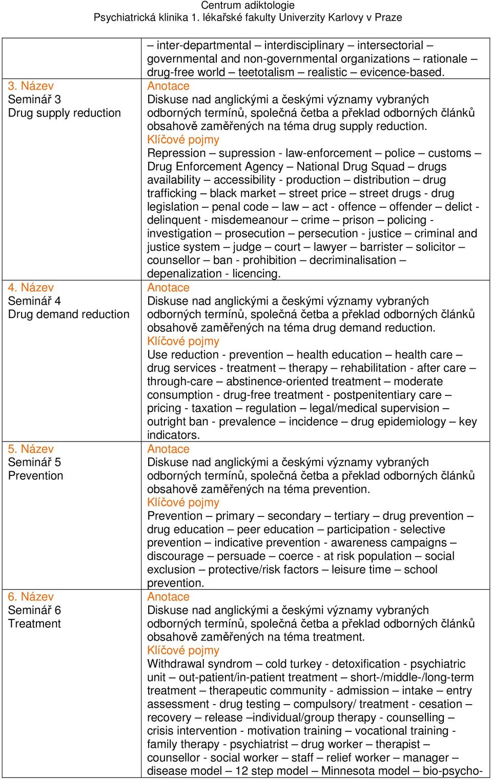 obsahově zaměřených na téma drug supply reduction.