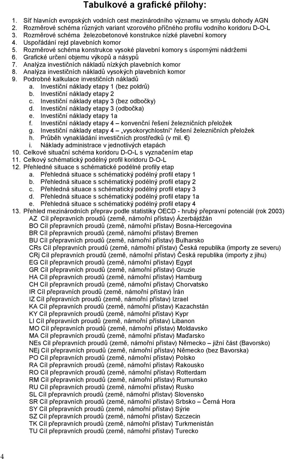 Rozměrové schéma konstrukce vysoké plavební komory s úspornými nádržemi 6. Grafické určení objemu výkopů a násypů 7. Analýza investičních nákladů nízkých plavebních komor 8.