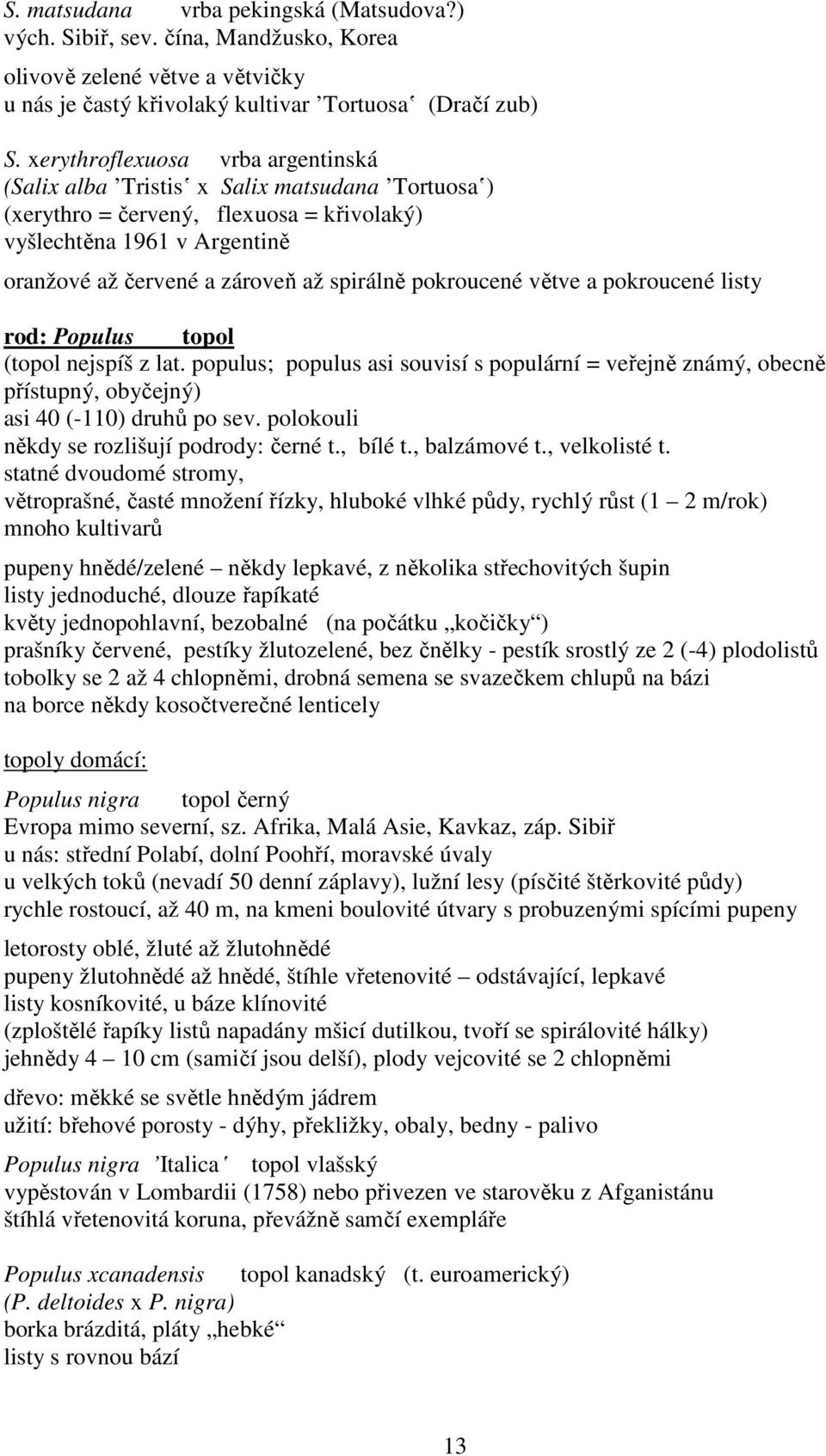 pokroucené větve a pokroucené listy rod: Populus topol (topol nejspíš z lat. populus; populus asi souvisí s populární = veřejně známý, obecně přístupný, obyčejný) asi 40 (-110) druhů po sev.