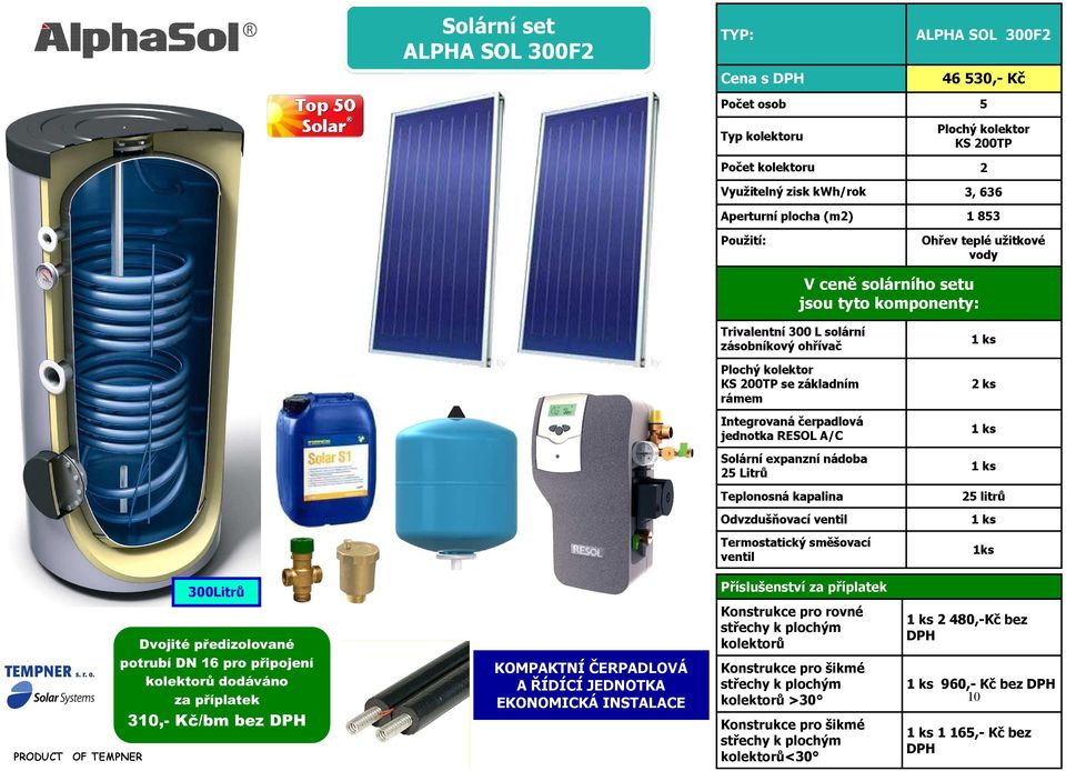 rámem Integrovaná čerpadlová jednotka RESOL A/C Solární expanzní nádoba 25 Litrů Příslušenství