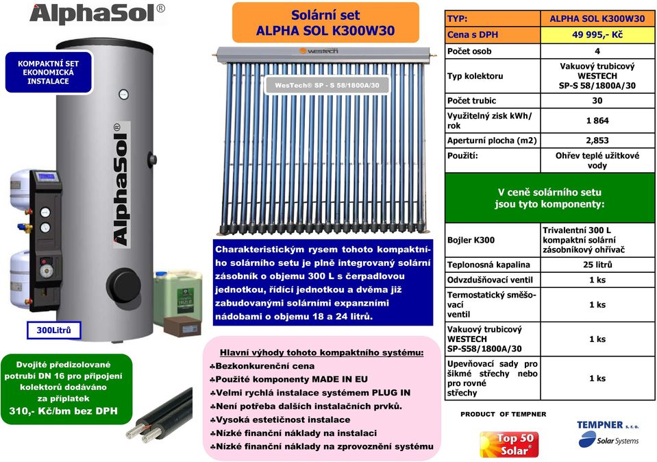 dvěma již zabudovanými solárními expanzními nádobami o objemu 18 a 24 litrů.
