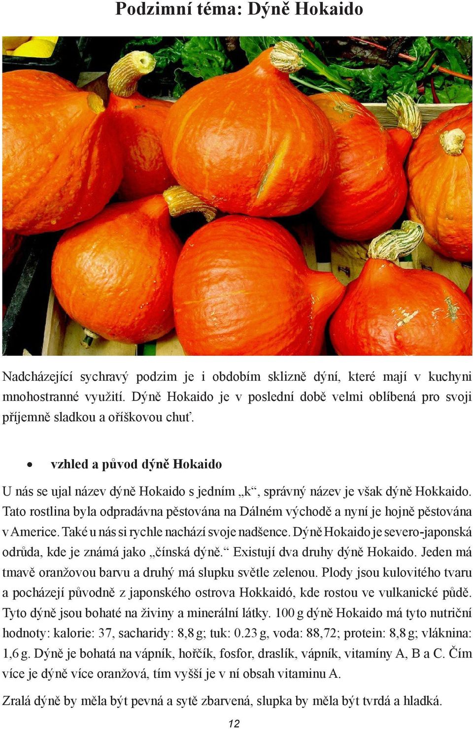 vzhled a původ dýně Hokaido U nás se ujal název dýně Hokaido s jedním k, správný název je však dýně Hokkaido.