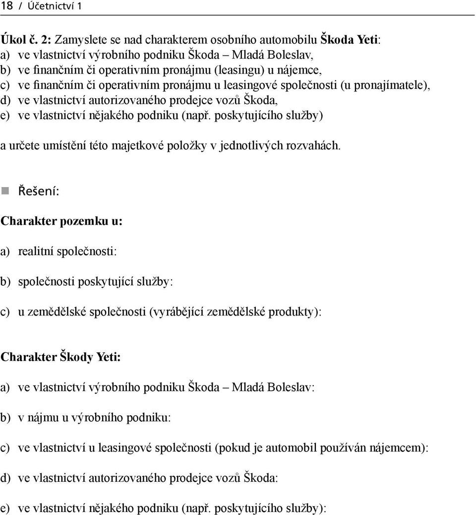 či operativním pronájmu u leasingové společnosti (u pronajímatele), d) ve vlastnictví autorizovaného prodejce vozů Škoda, e) ve vlastnictví nějakého podniku (např.