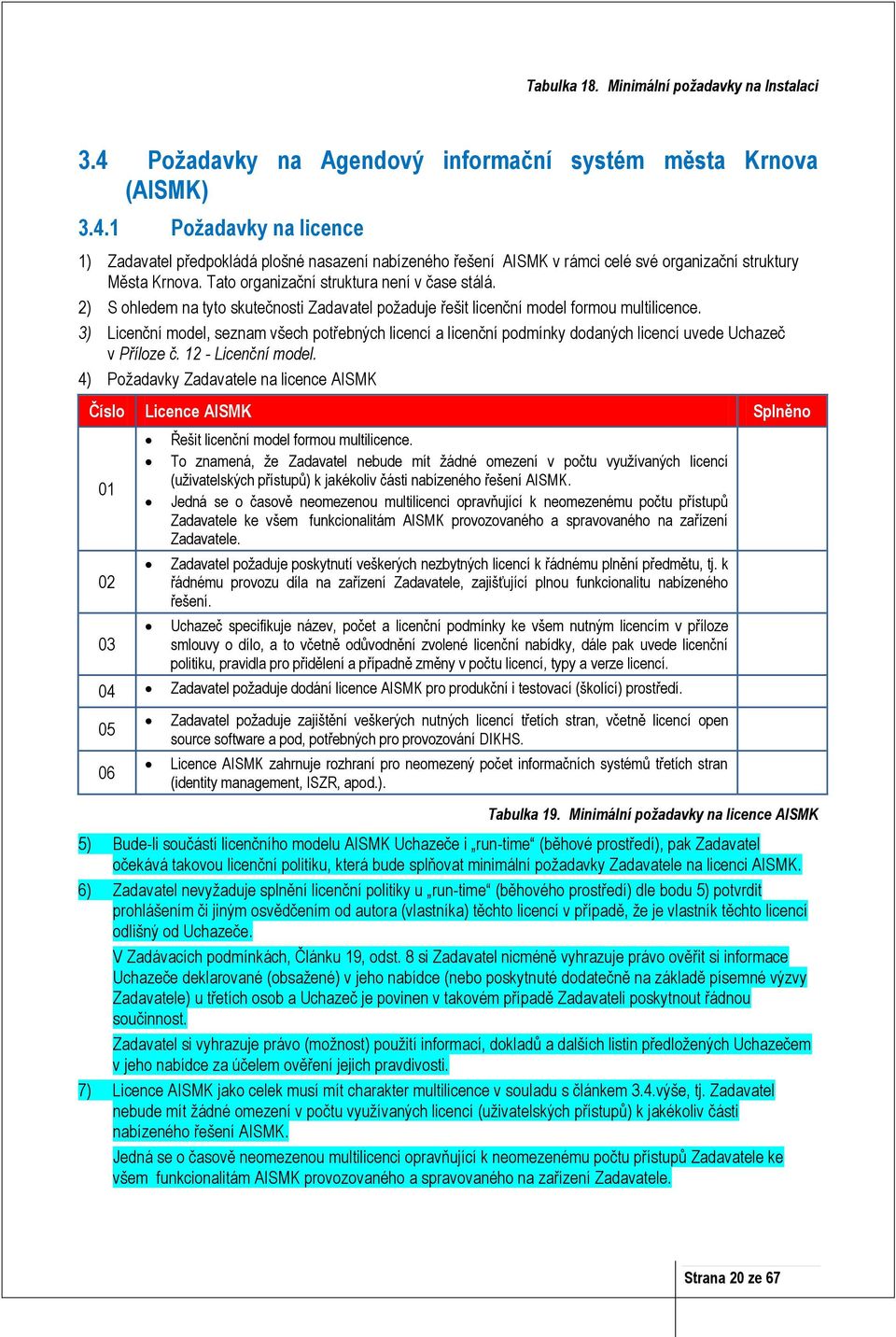 3) Licenční model, seznam všech potřebných licencí a licenční podmínky dodaných licencí uvede Uchazeč v Příloze č. 12 - Licenční model.