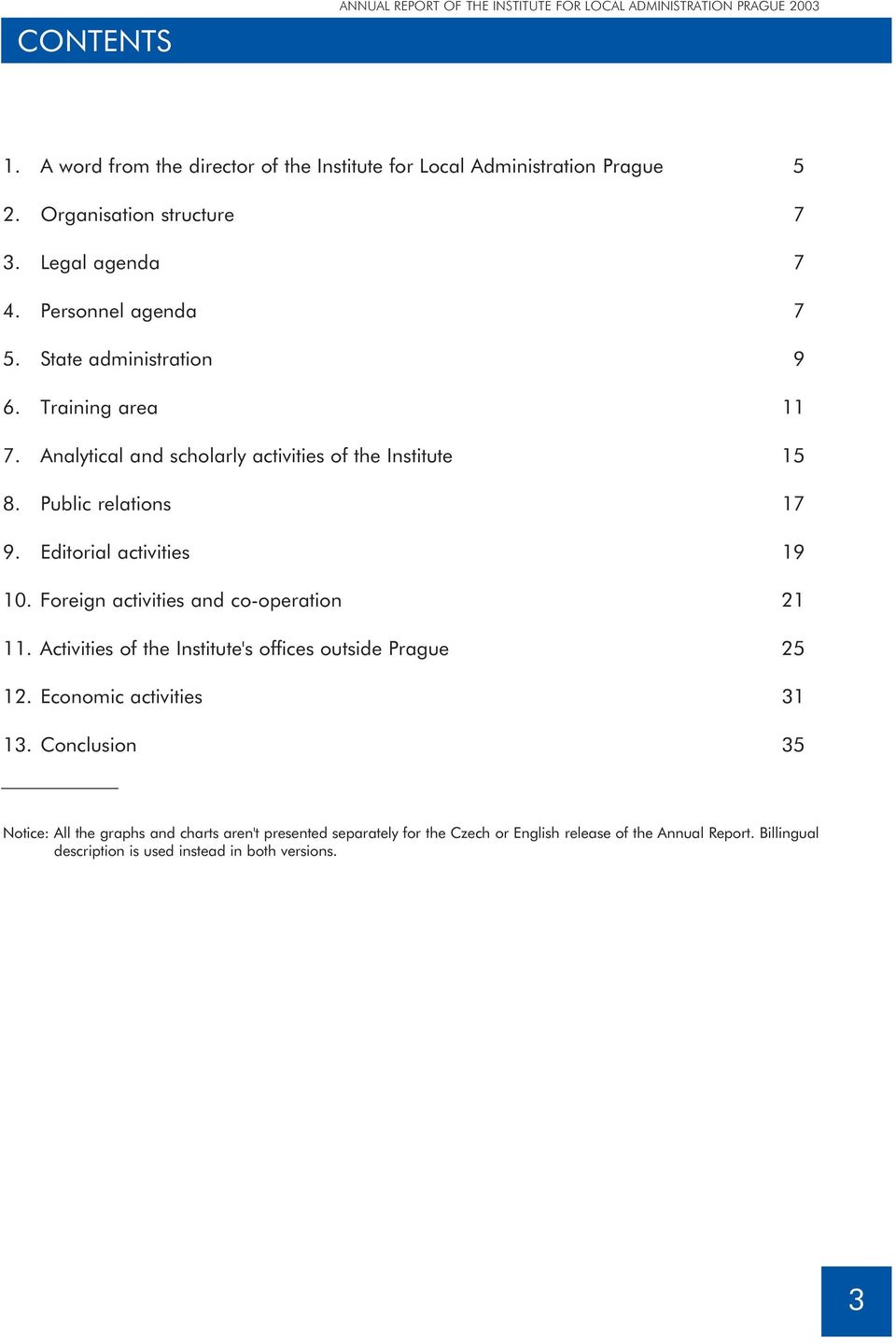 Public relations 17 9. Editorial activities 19 10. Foreign activities and co-operation 21 11. Activities of the Institute's offices outside Prague 25 12.