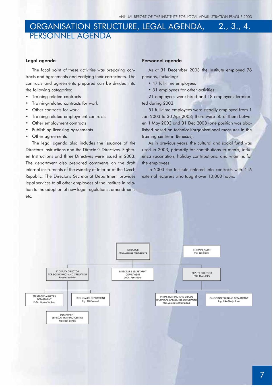 The contracts and agreements prepared can be divided into the following categories: Training-related contracts Training-related contracts for work Other contracts for work Training-related employment