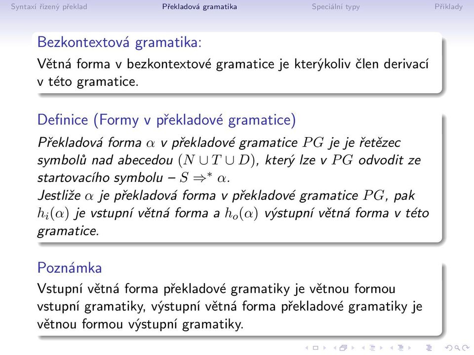 odvodit ze startovacího symbolu S α.