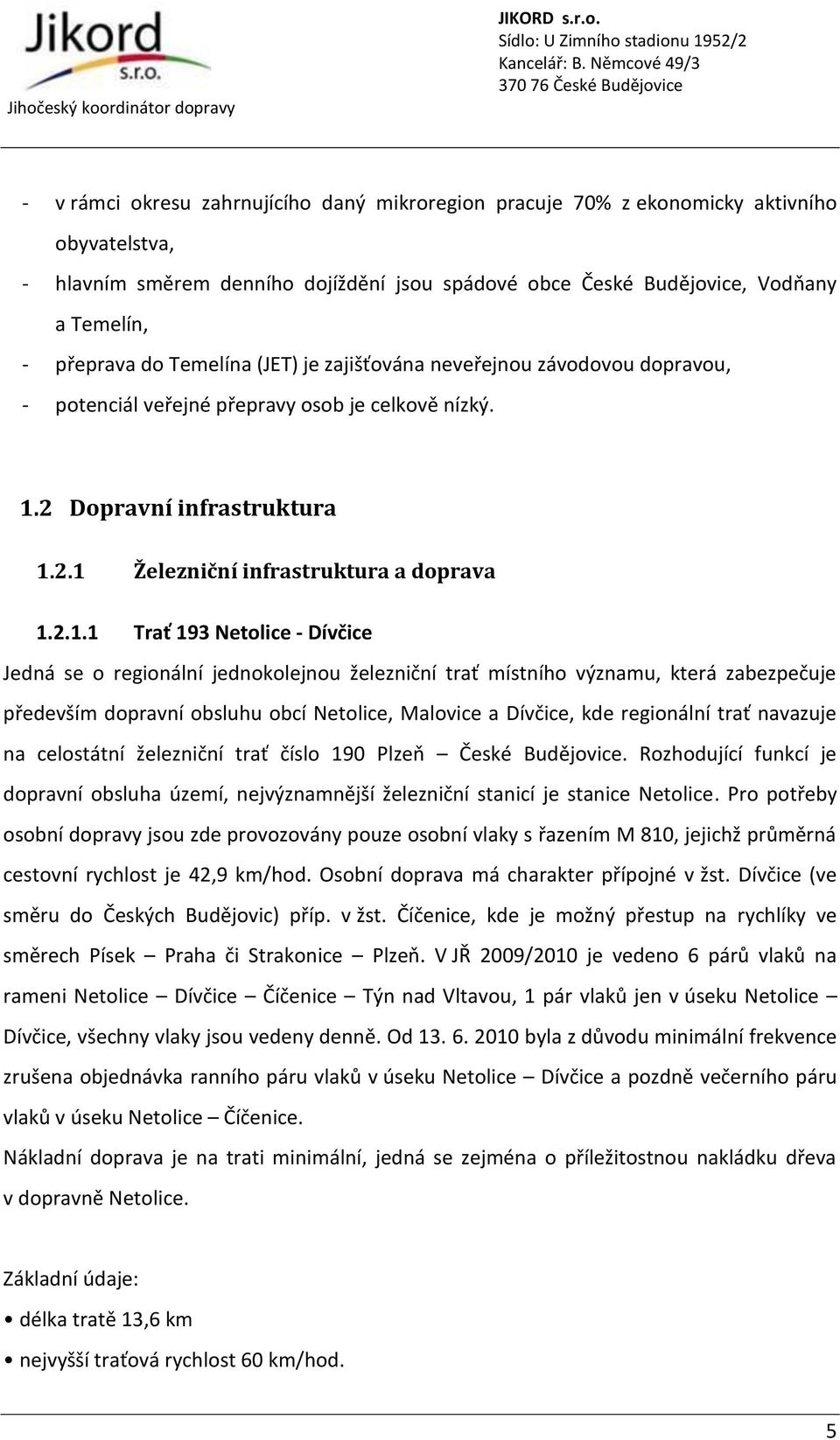 2 Dopravní infrastruktura 1.