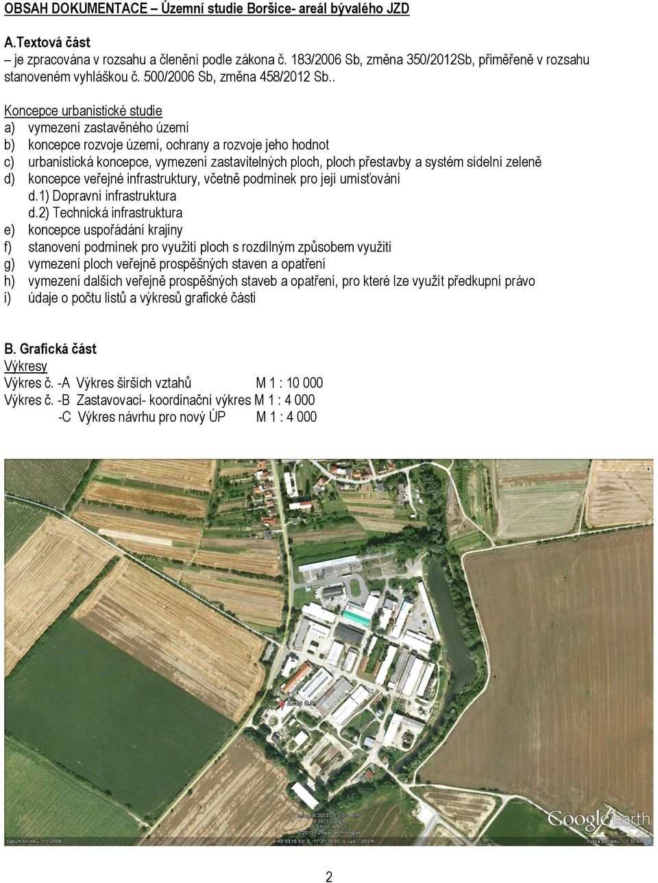 . Koncepce urbanistické studie a) vymezení zastavěného území b) koncepce rozvoje území, ochrany a rozvoje jeho hodnot c) urbanistická koncepce, vymezení zastavitelných ploch, ploch přestavby a systém