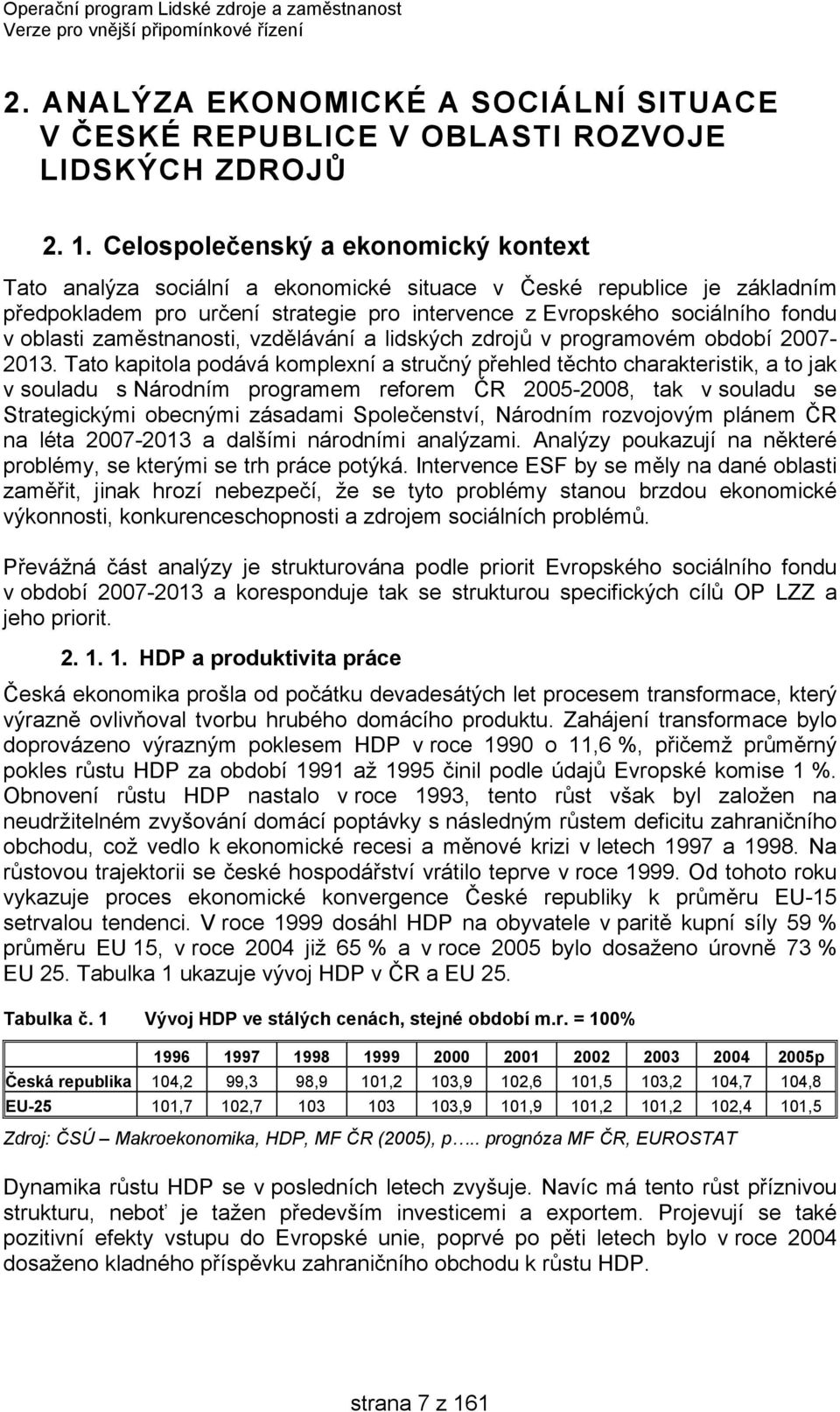 zaměstnanosti, vzdělávání a lidských zdrojů v programovém období 2007-2013.