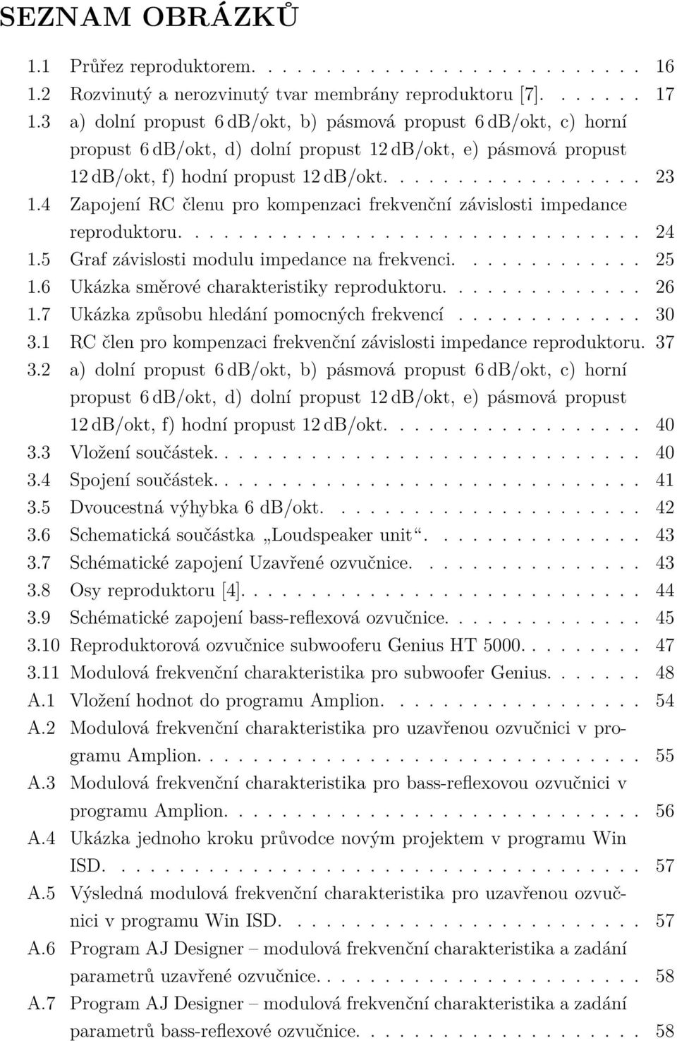 4 Zapojení RC členu pro kompenzaci frekvenční závislosti impedance reproduktoru................................ 24 1.5 Graf závislosti modulu impedance na frekvenci............. 25 1.