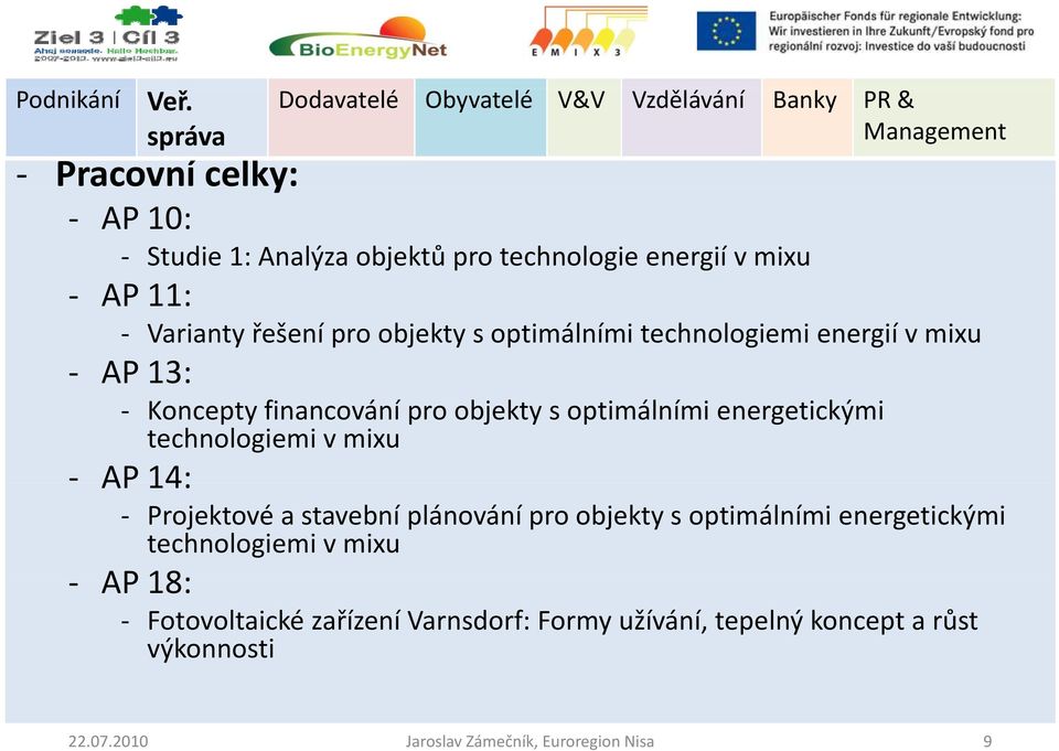 mixu AP 14: Projektové a stavební plánování pro objekty s optimálními energetickými technologiemi v mixu AP 18: