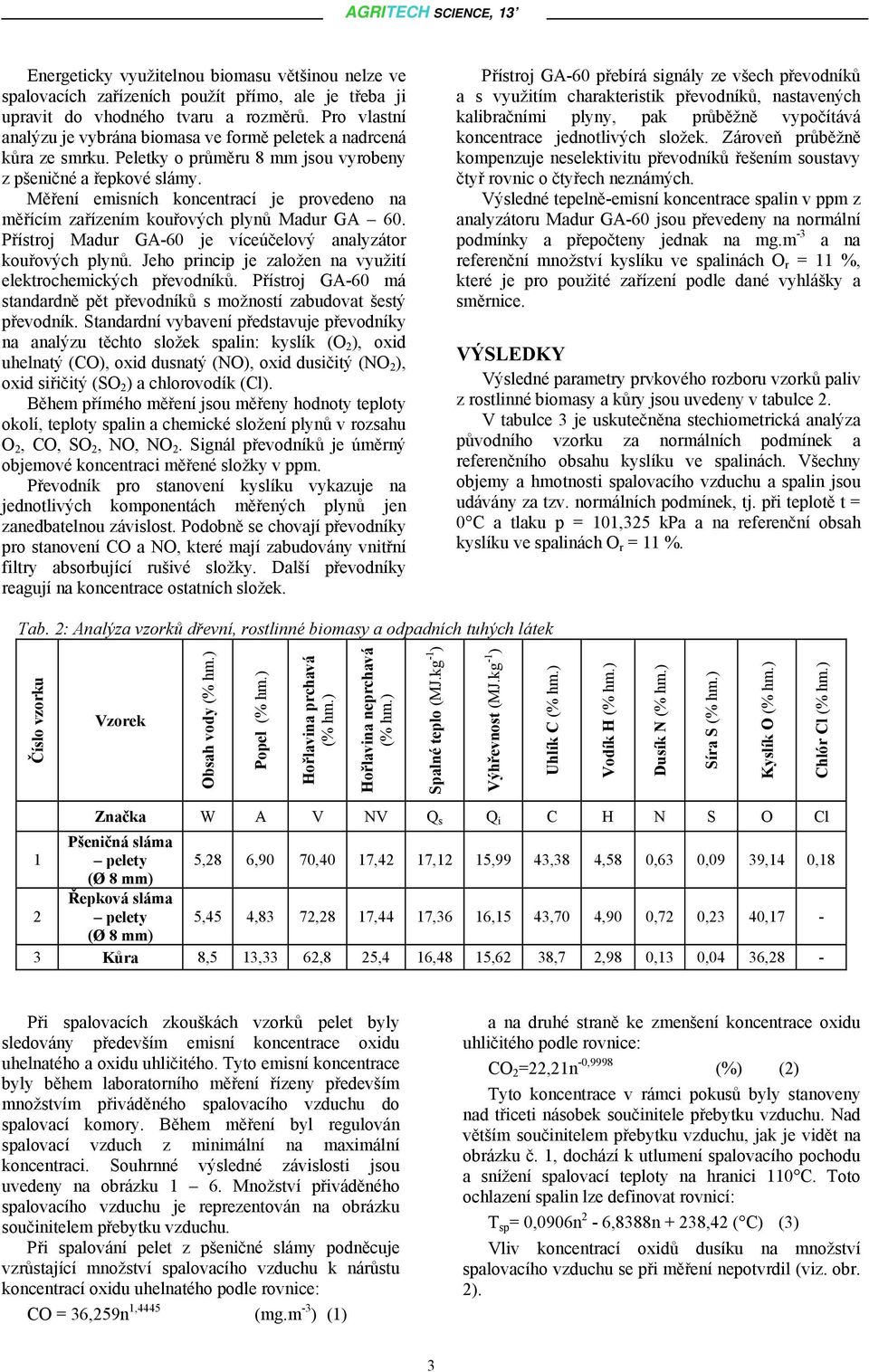 Měření emisních koncentrací je provedeno na měřícím zařízením kouřových plynů Madur GA 6. Přístroj Madur GA-6 je víceúčelový analyzátor kouřových plynů.