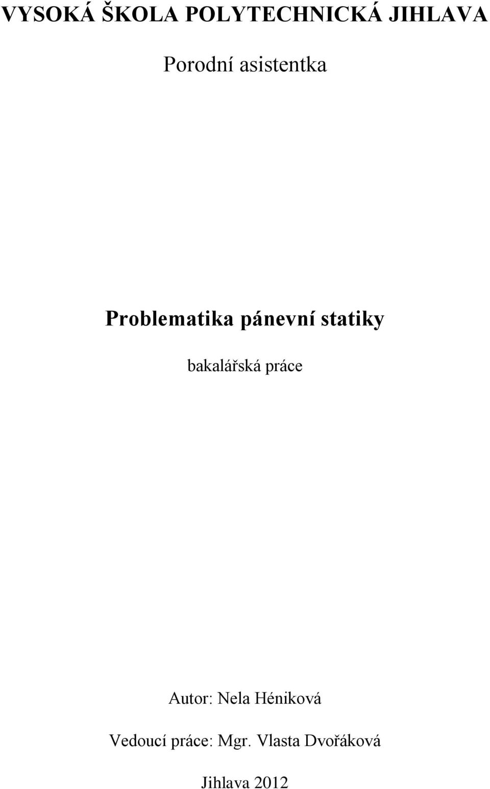 bakalářská práce Autor: Nela Héniková