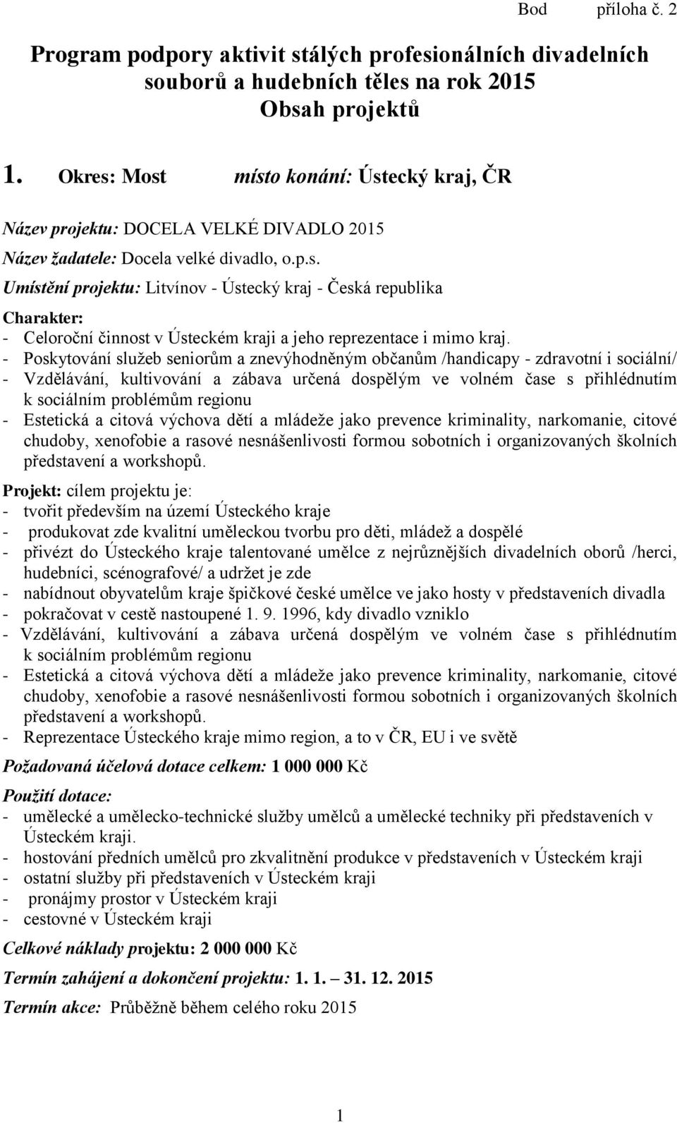 - Poskytování služeb seniorům a znevýhodněným občanům /handicapy - zdravotní i sociální/ - Vzdělávání, kultivování a zábava určená dospělým ve volném čase s přihlédnutím k sociálním problémům regionu