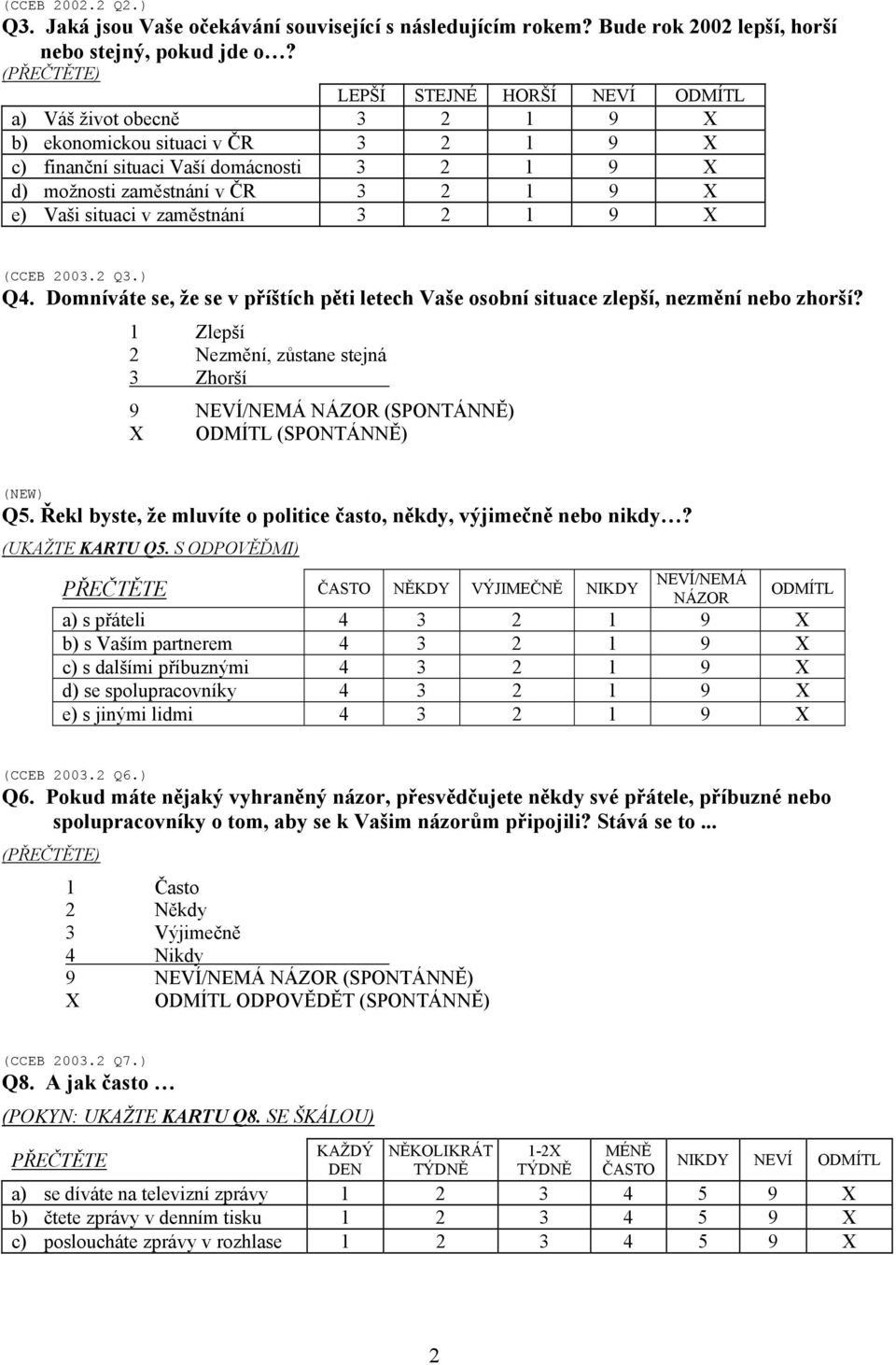 zaměstnání 3 2 1 (CCEB 2003.2 Q3.) Q4. Domníváte se, že se v příštích pěti letech Vaše osobní situace zlepší, nezmění nebo zhorší?