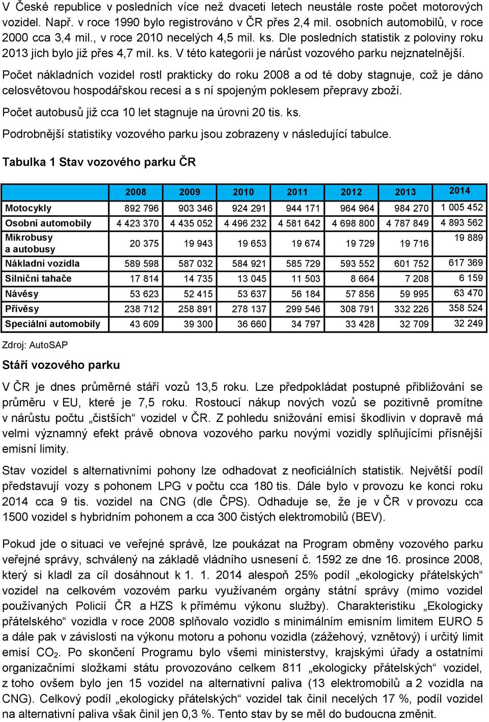 Počet nákladních vozidel rostl prakticky do roku 2008 a od té doby stagnuje, což je dáno celosvětovou hospodářskou recesí a s ní spojeným poklesem přepravy zboží.