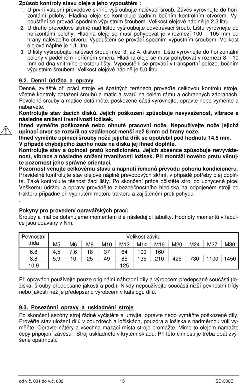 3 litru. 2. U druhé převodové skříně nad lištou vyšroubujte odvětrávací šroub. Lištu vyrovnejte do horizontální polohy.