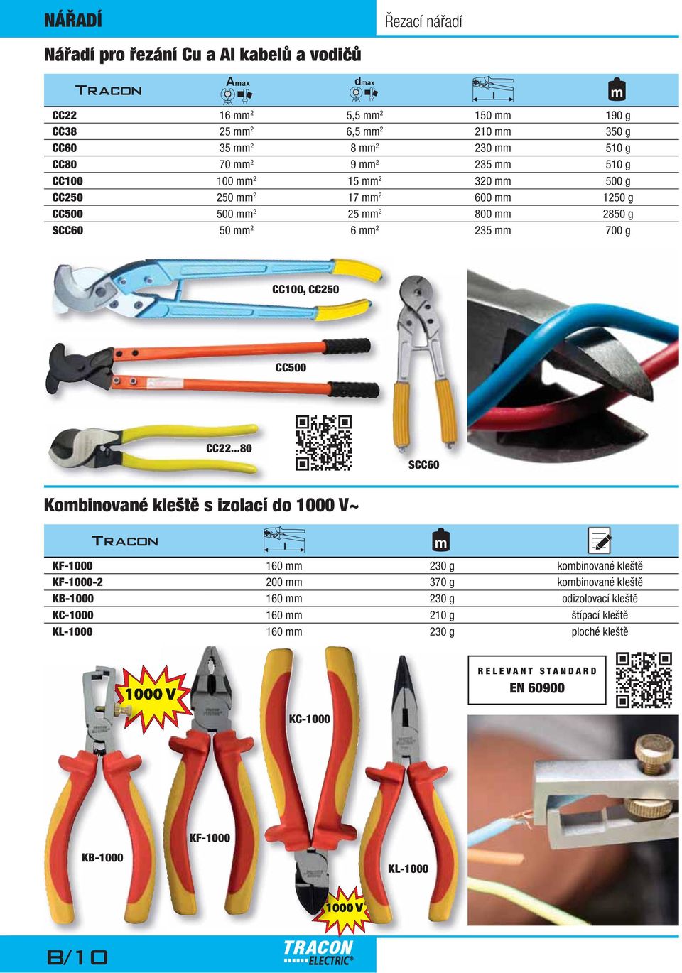 CC22...80 SCC60 Kobinované kleště s izolací do 1000 V~ l KF-1000 160 230 g kobinované kleště KF-1000-2 200 370 g kobinované kleště KB-1000 160 230 g