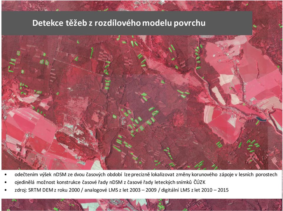 ojedinělá možnost konstrukce časové řady ndsm z časové řady leteckých snímků ČÚZK