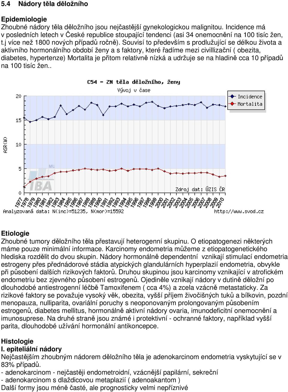 Souvisí to především s prodlužující se délkou života a aktivního hormonálního období ženy a s faktory, které řadíme mezi civillizační ( obezita, diabetes, hypertenze) Mortalita je přitom relativně