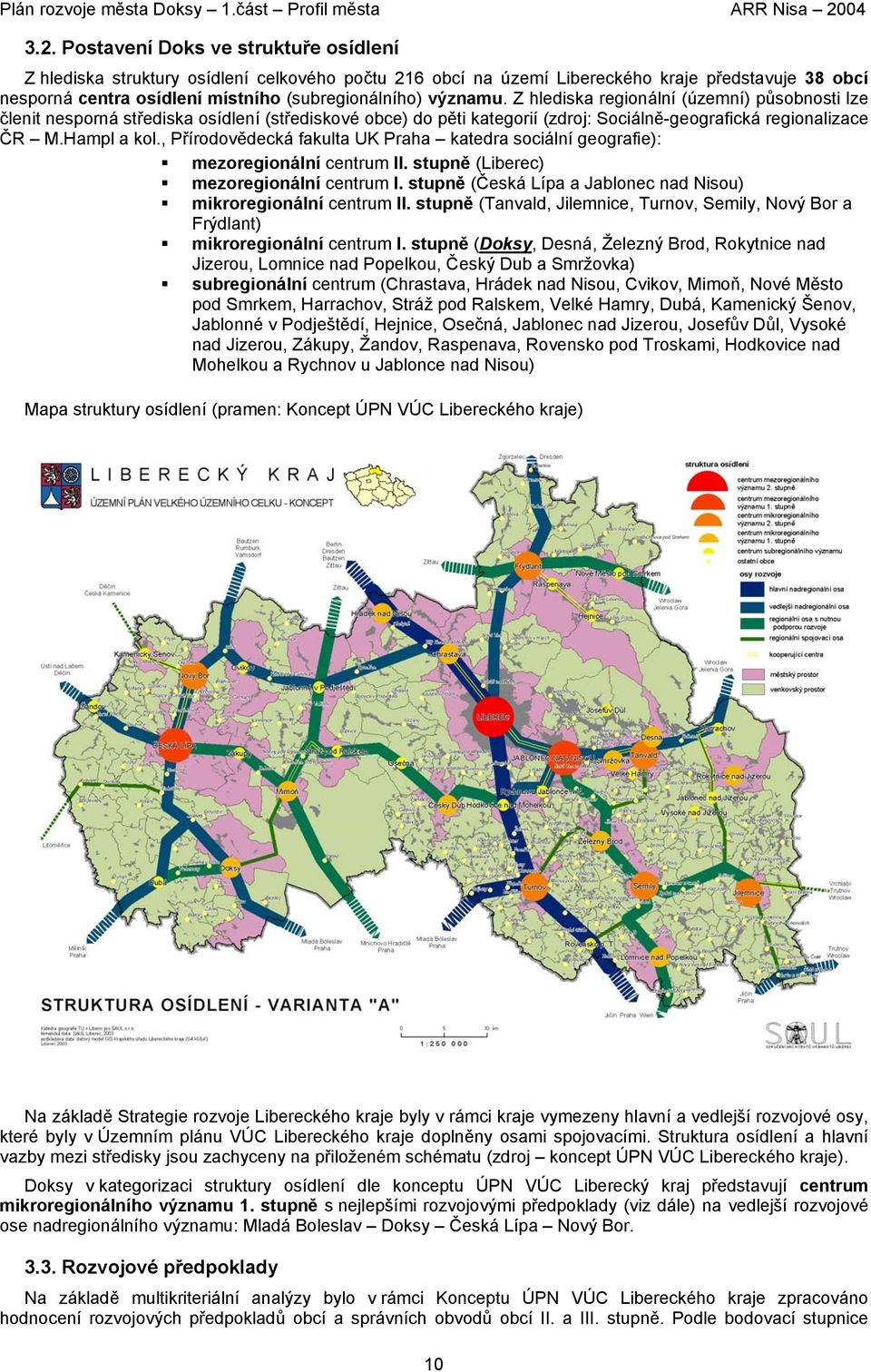 , Přírodovědecká fakulta UK Praha katedra sociální geografie): mezoregionální centrum II. stupně (Liberec) mezoregionální centrum I.