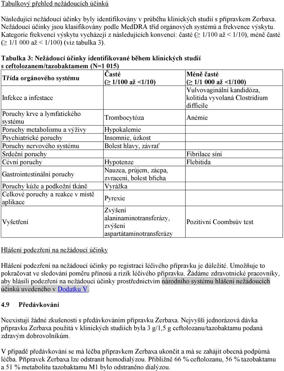 Kategorie frekvencí výskytu vycházejí z následujících konvencí: časté ( 1/100 až < 1/10), méně časté ( 1/1 000 až < 1/100) (viz tabulka 3).