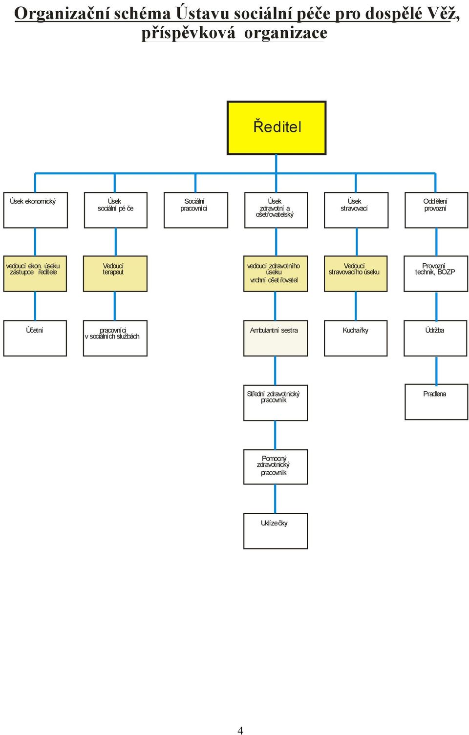 úseku zástupce ředitele Vedoucí terapeut vedoucí zdravotního úseku vrchní ošet řovatel Vedoucí stravovacího úseku Provozní