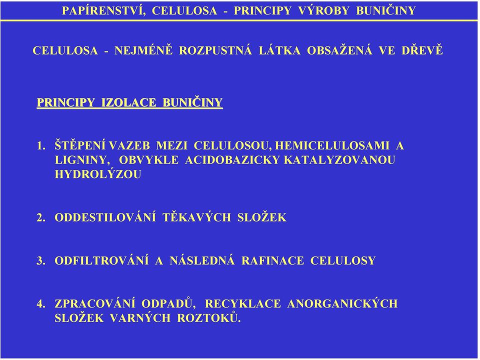 ŠTĚPENÍ VAZEB MEZI CELULSU, HEMICELULSAMI A LIGNINY, BVYKLE ACIDBAZICKY KATALYZVANU