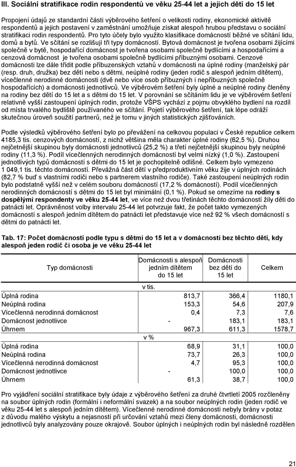 Ve sčítání se rozlišují tři typy domácností.