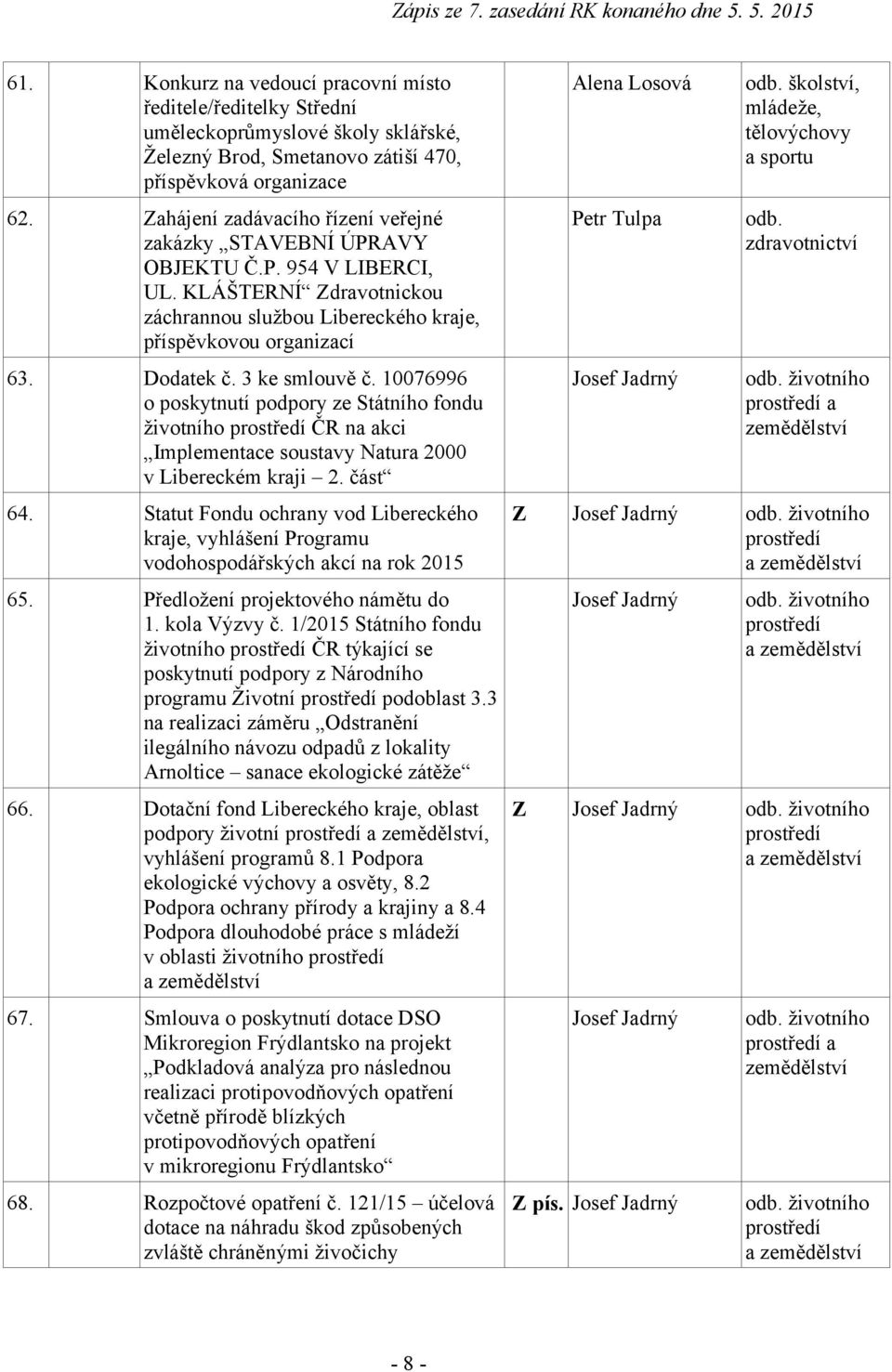 3 ke smlouvě č. 10076996 o poskytnutí podpory ze Státního fondu životního prostředí ČR na akci Implementace soustavy Natura 2000 v Libereckém kraji 2. část 64.